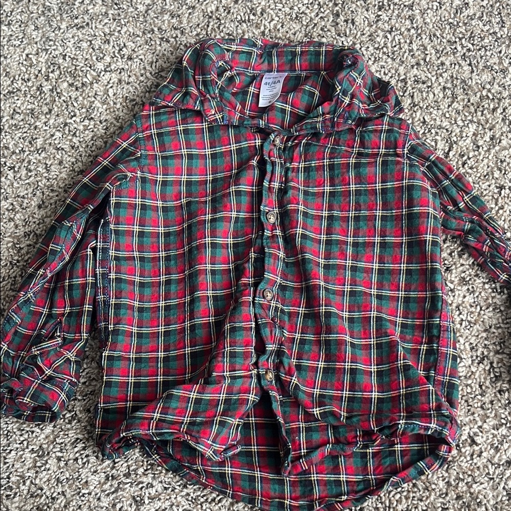 Carter's Red and Green Plaid Button Down Shirt